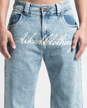 Printed Denim Pant Azul Claro