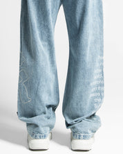 Printed Denim Pant Azul Claro