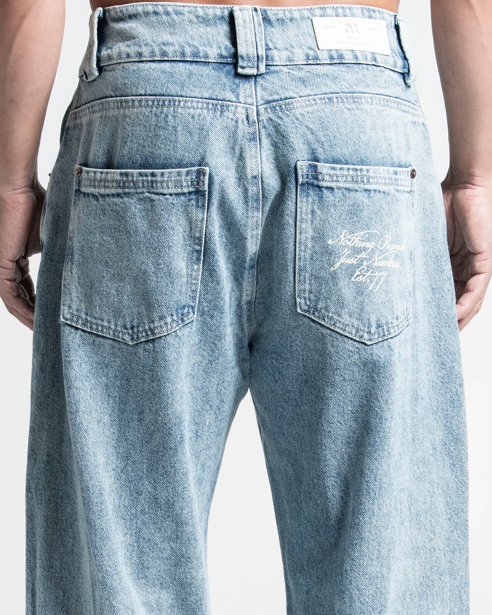 Printed Denim Pant Azul Claro