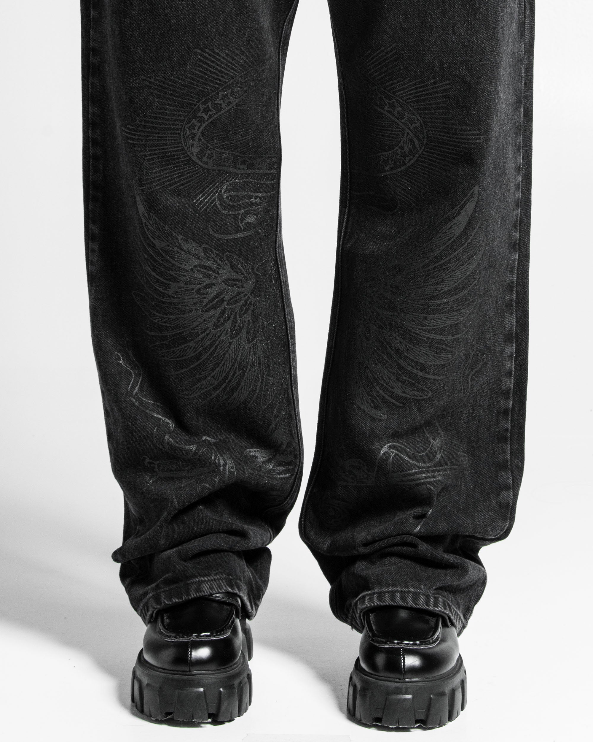 Printed Black Jean - Unisex