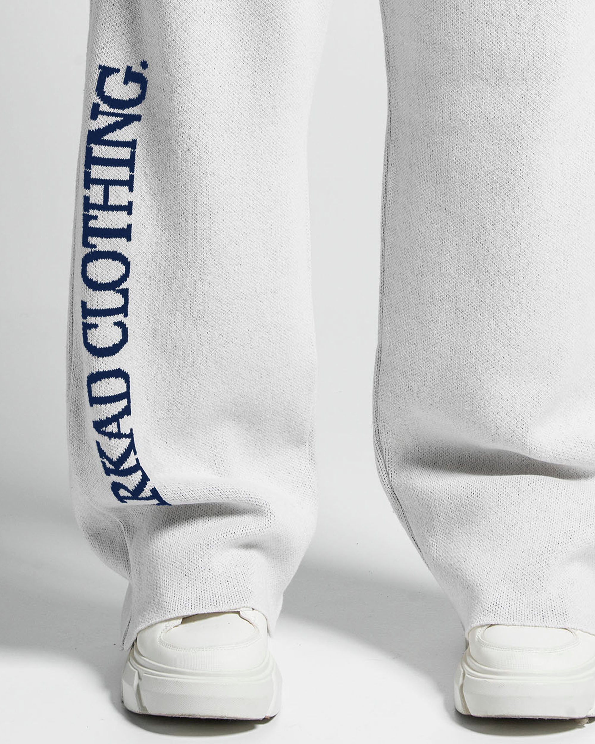 Knit Pant Blanco Con Azul