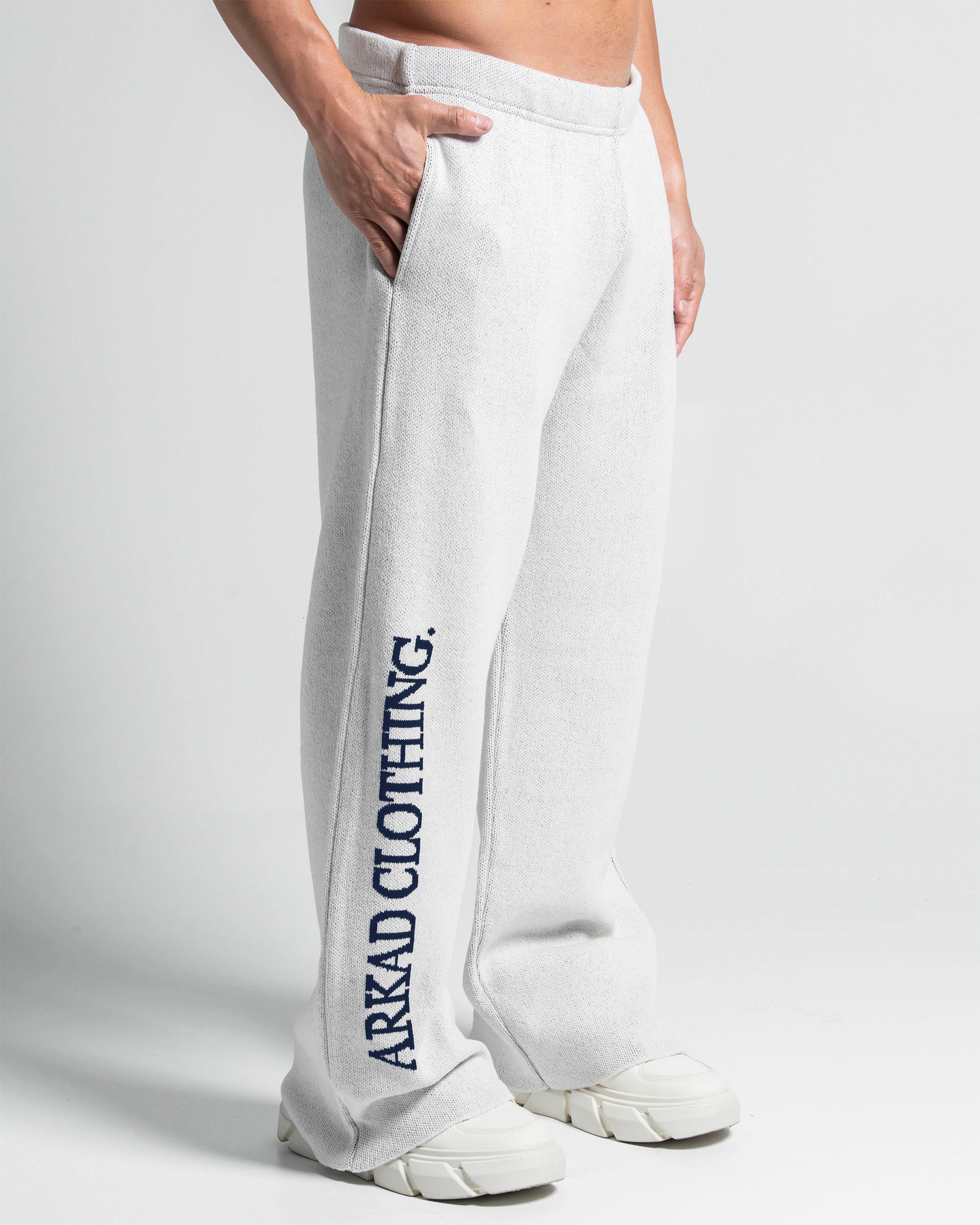 Knit Pant Blanco Con Azul