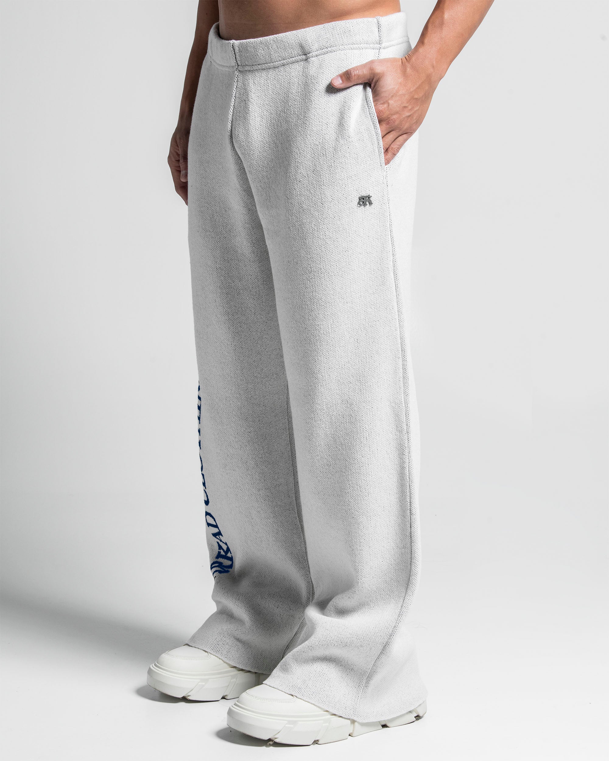 Knit Pant Blanco Con Azul