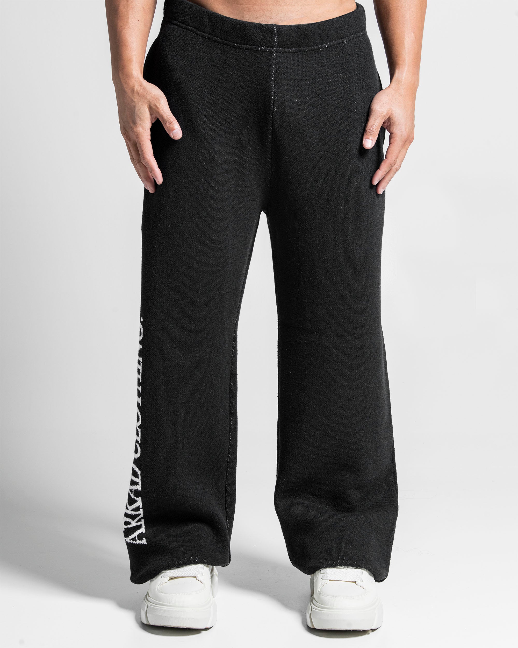 Knit Pant Negro Con Blanco