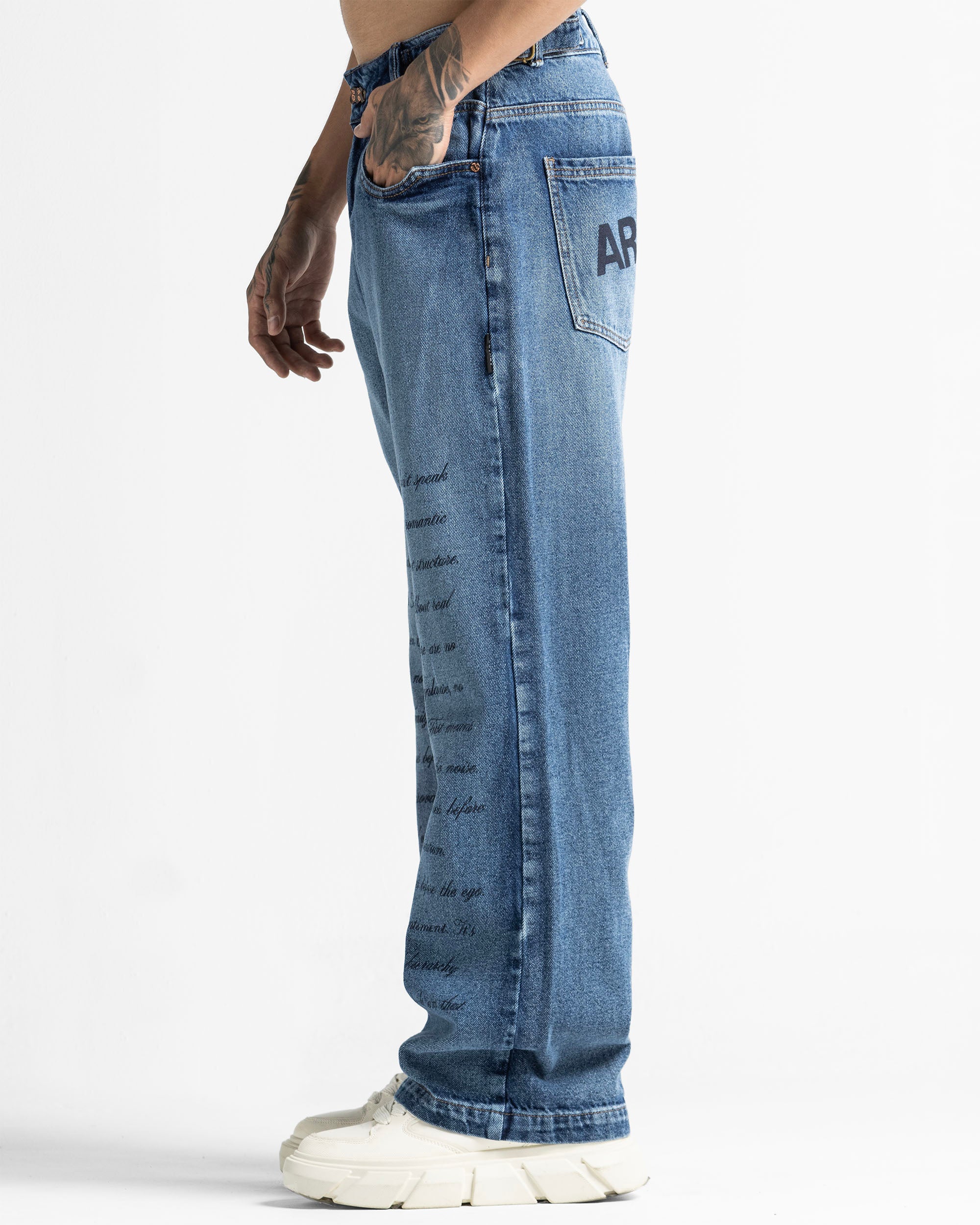 Script Blue Denim Pant