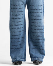 Script Blue Denim Pant - Unisex