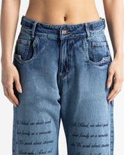 Script Blue Denim Pant - Unisex