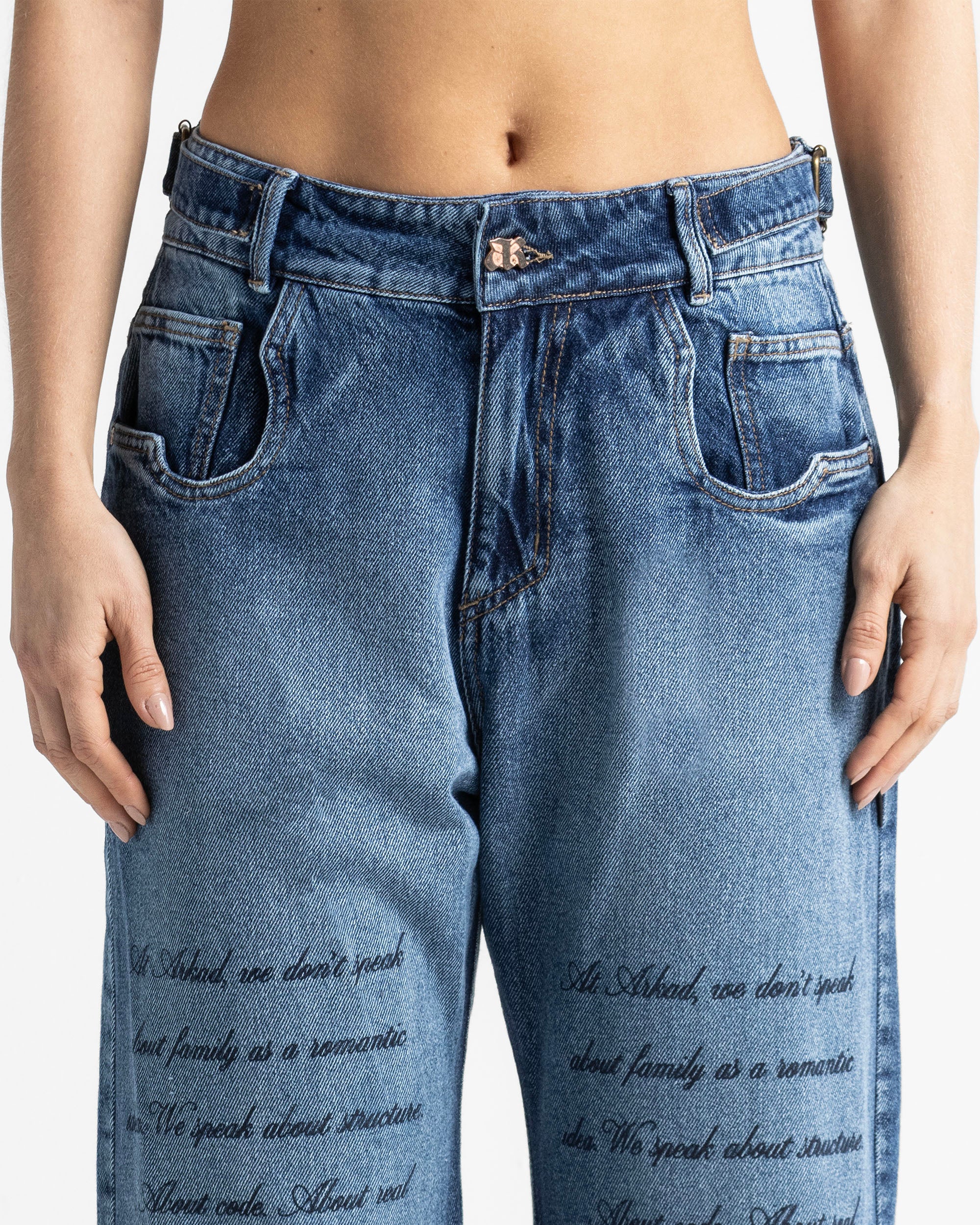 Script Blue Denim Pant - Unisex