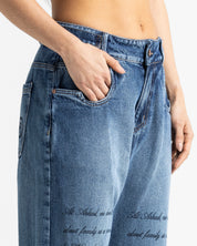 Script Blue Denim Pant - Unisex