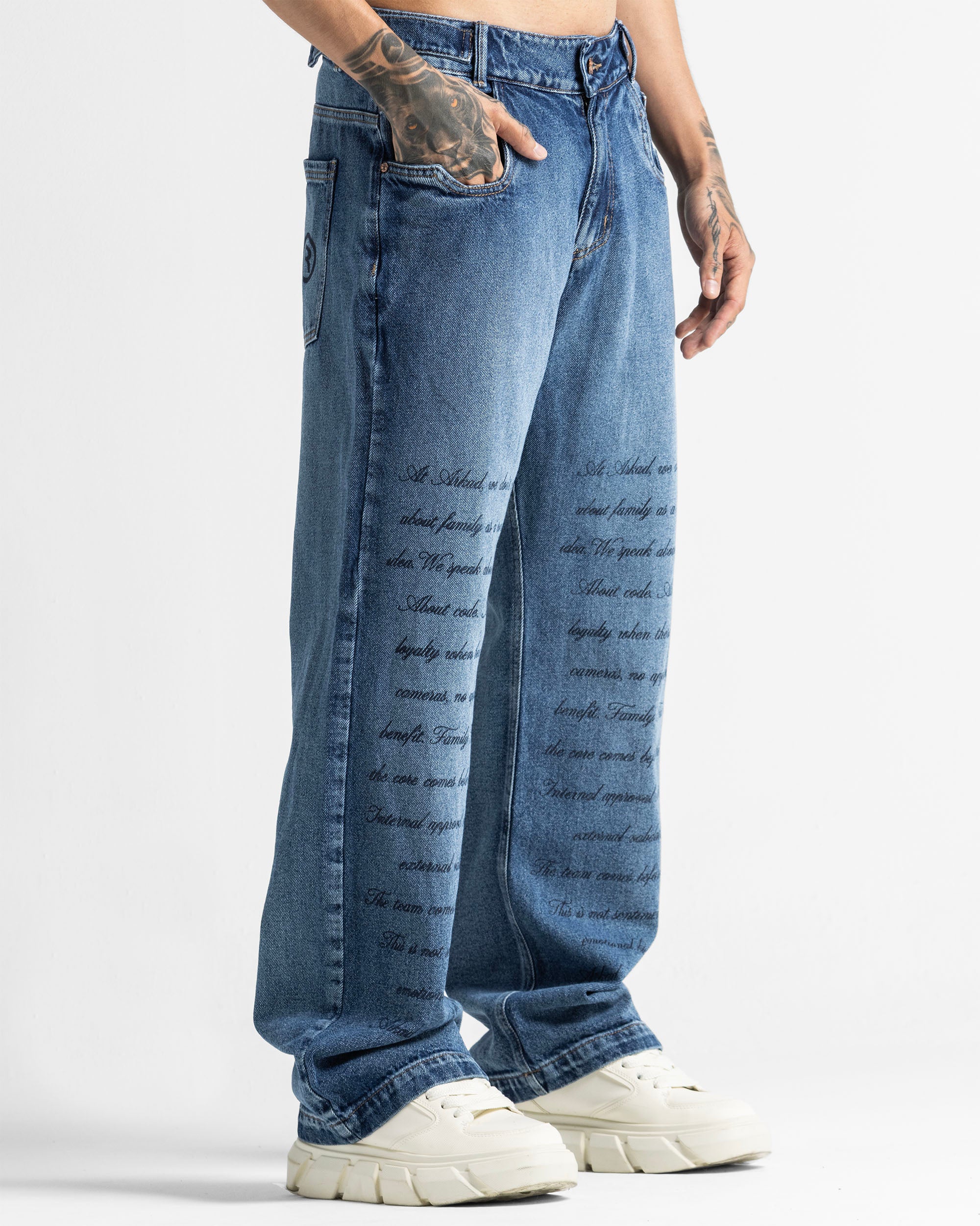 Script Blue Denim Pant