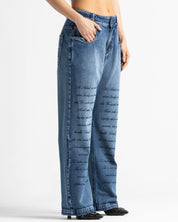 Script Blue Denim Pant - Unisex