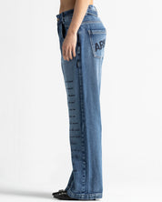 Script Blue Denim Pant - Unisex