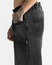 Black Denim Pant Velvet Print