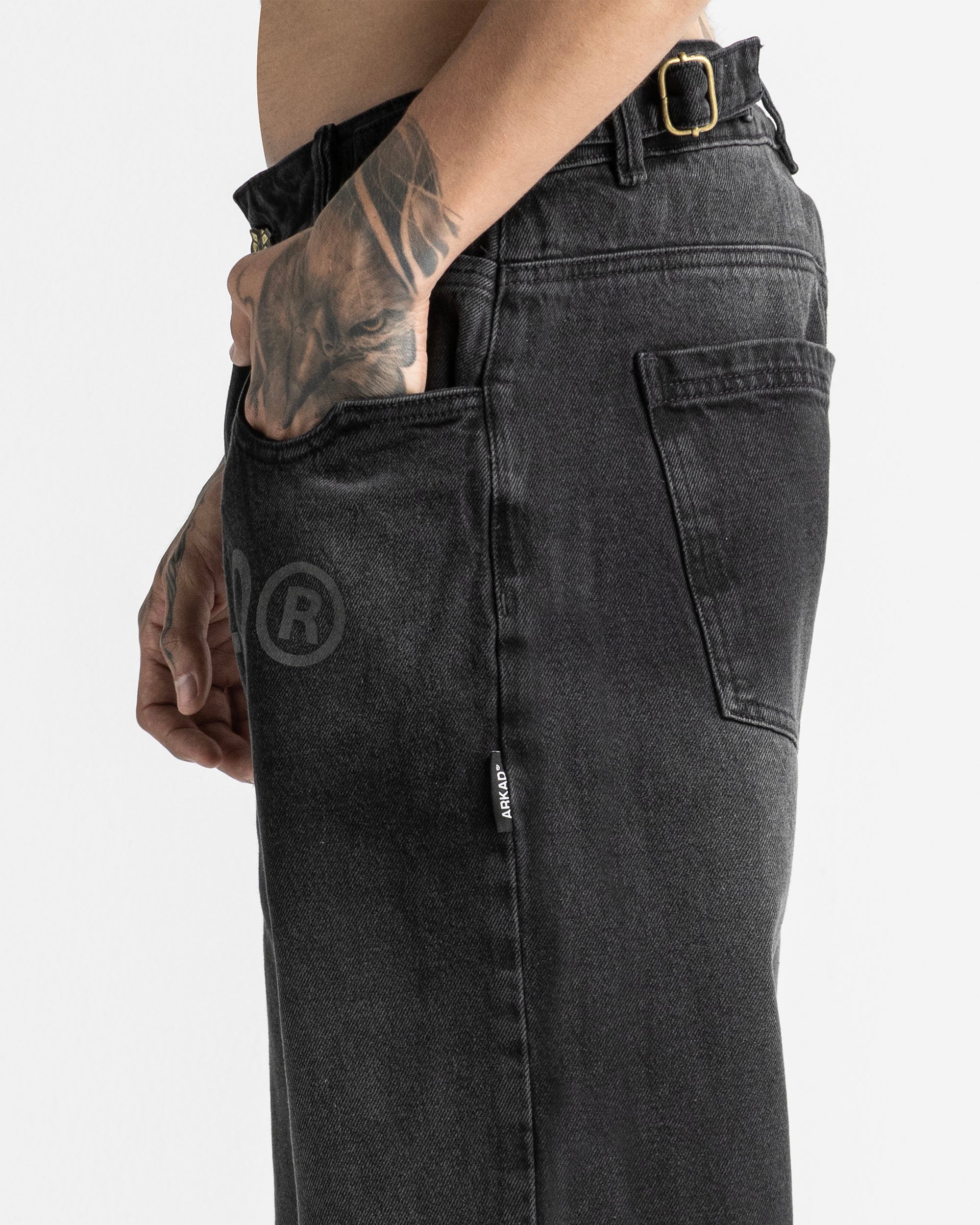 Black Denim Pant Velvet Print
