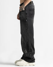 Black Denim Pant Velvet Print