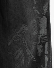 Black Denim Pant Velvet Print - Unisex