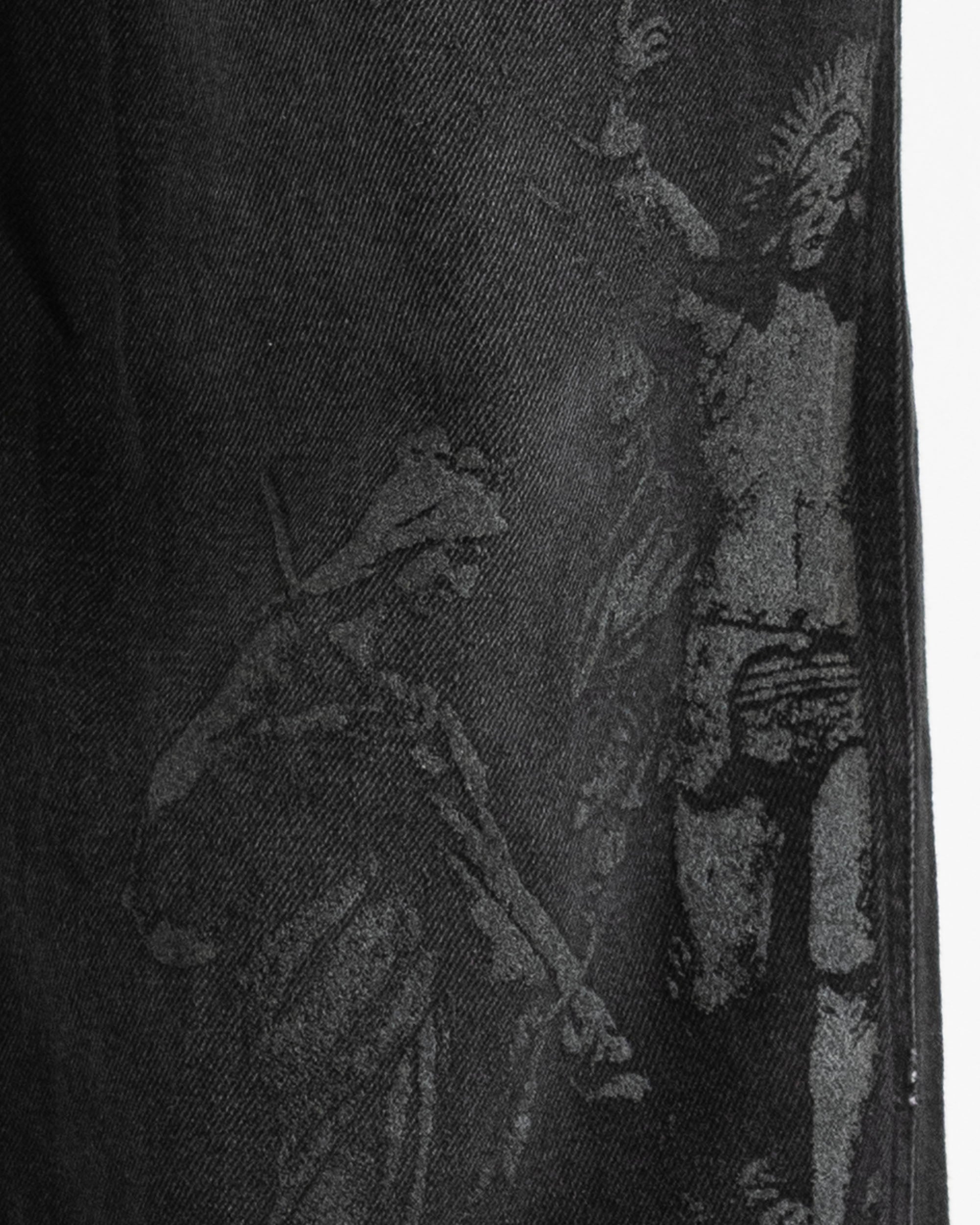 Black Denim Pant Velvet Print - Unisex
