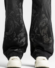 Black Denim Pant Velvet Print