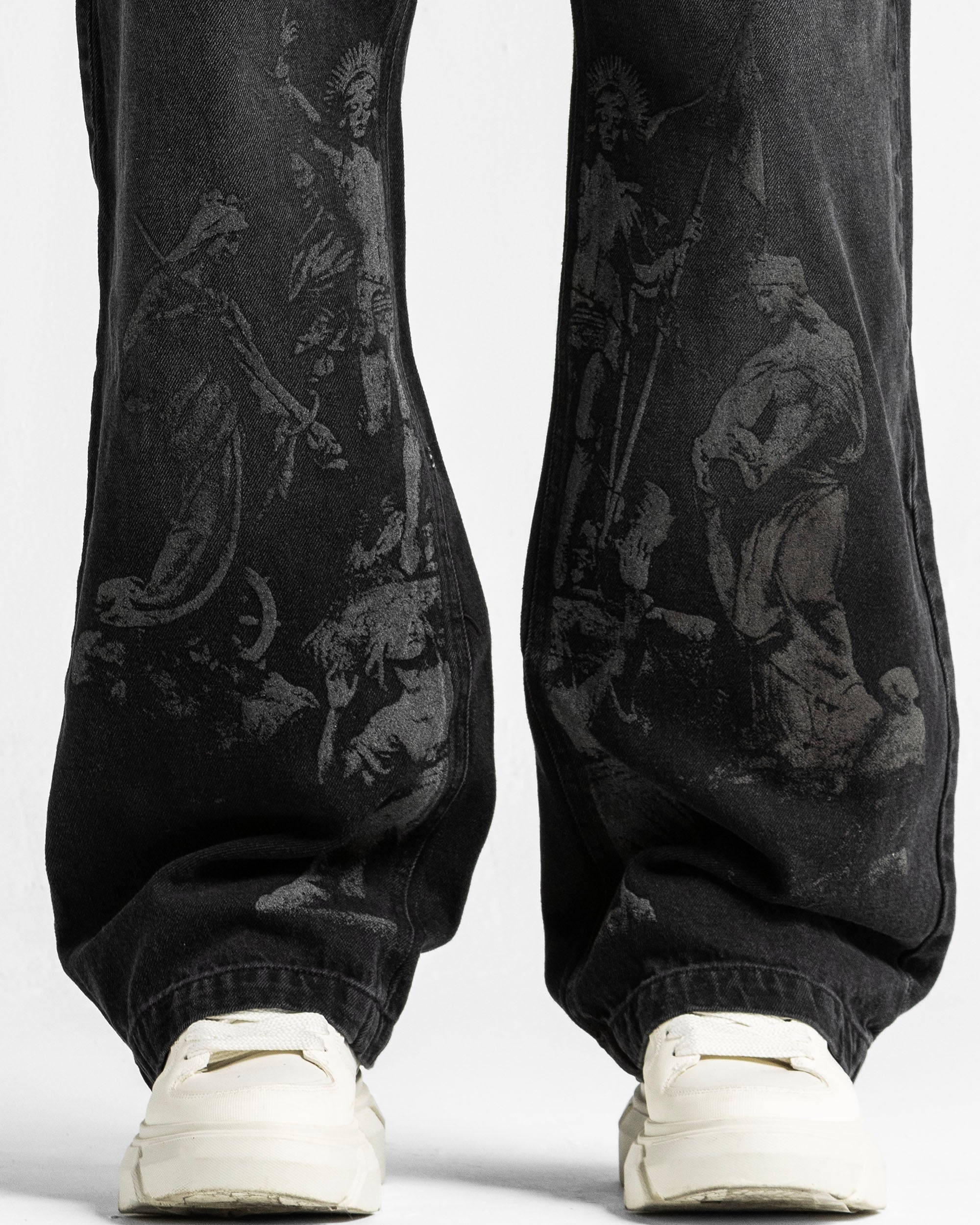 Black Denim Pant Velvet Print