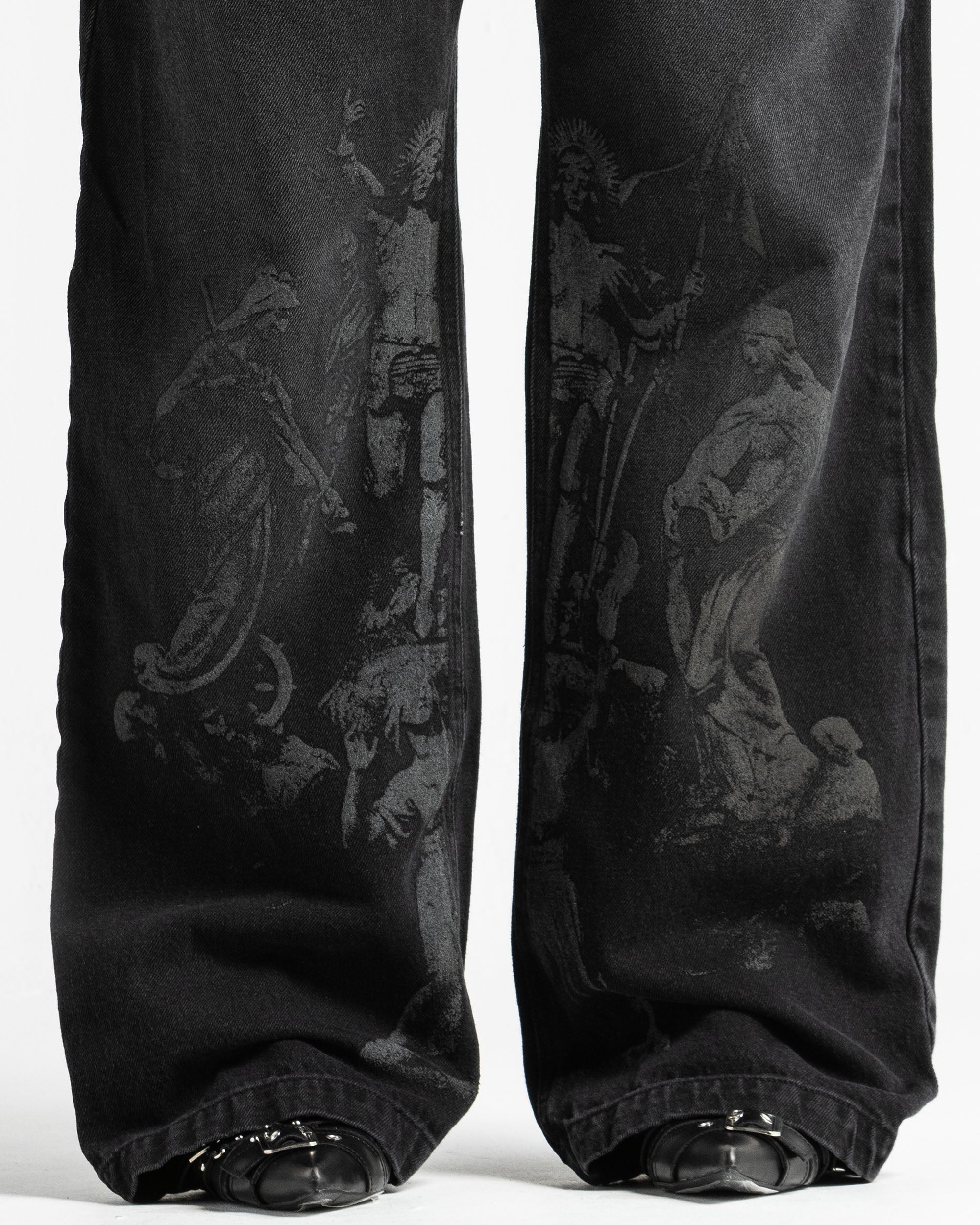 Black Denim Pant Velvet Print - Unisex