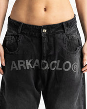 Black Denim Pant Velvet Print - Unisex
