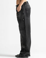 Black Denim Pant Velvet Print - Unisex