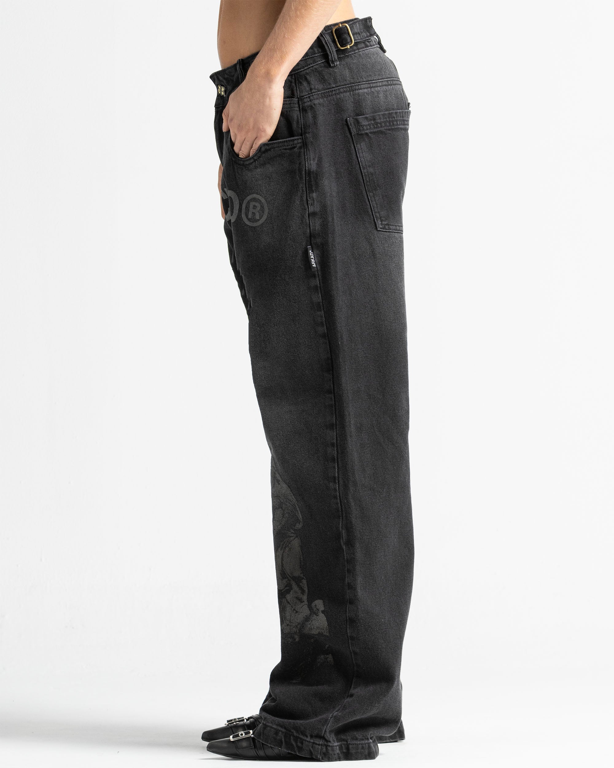 Black Denim Pant Velvet Print - Unisex