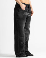 Black Denim Pant Velvet Print - Unisex