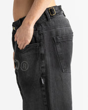 Black Denim Pant Velvet Print - Unisex