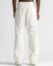 Cream Denim Pant Suede Print
