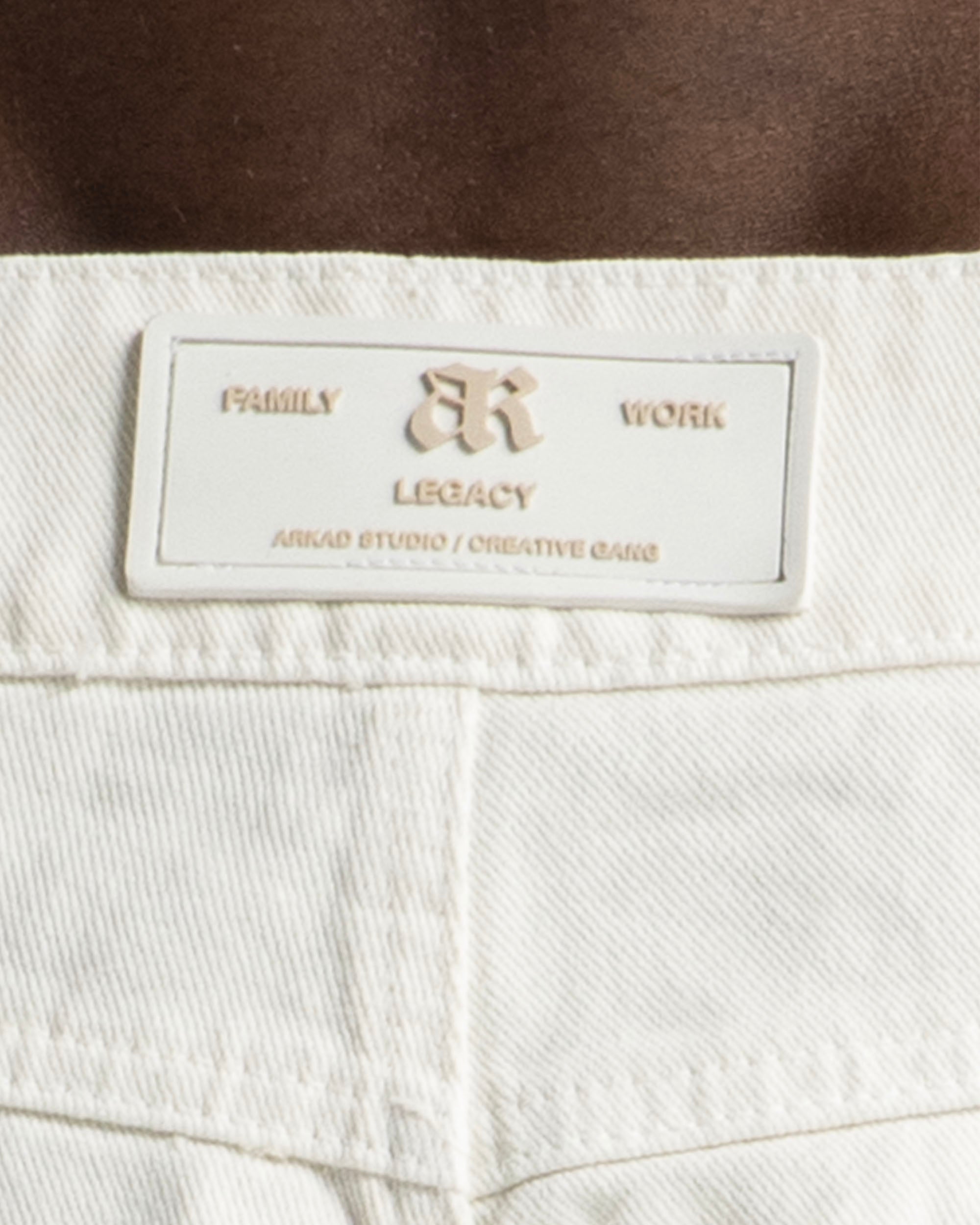 Cream Denim Pant Suede Print