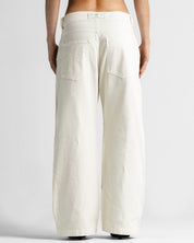 Cream Denim Pant Suede Print - Unisex