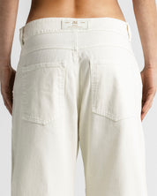 Cream Denim Pant Suede Print - Unisex