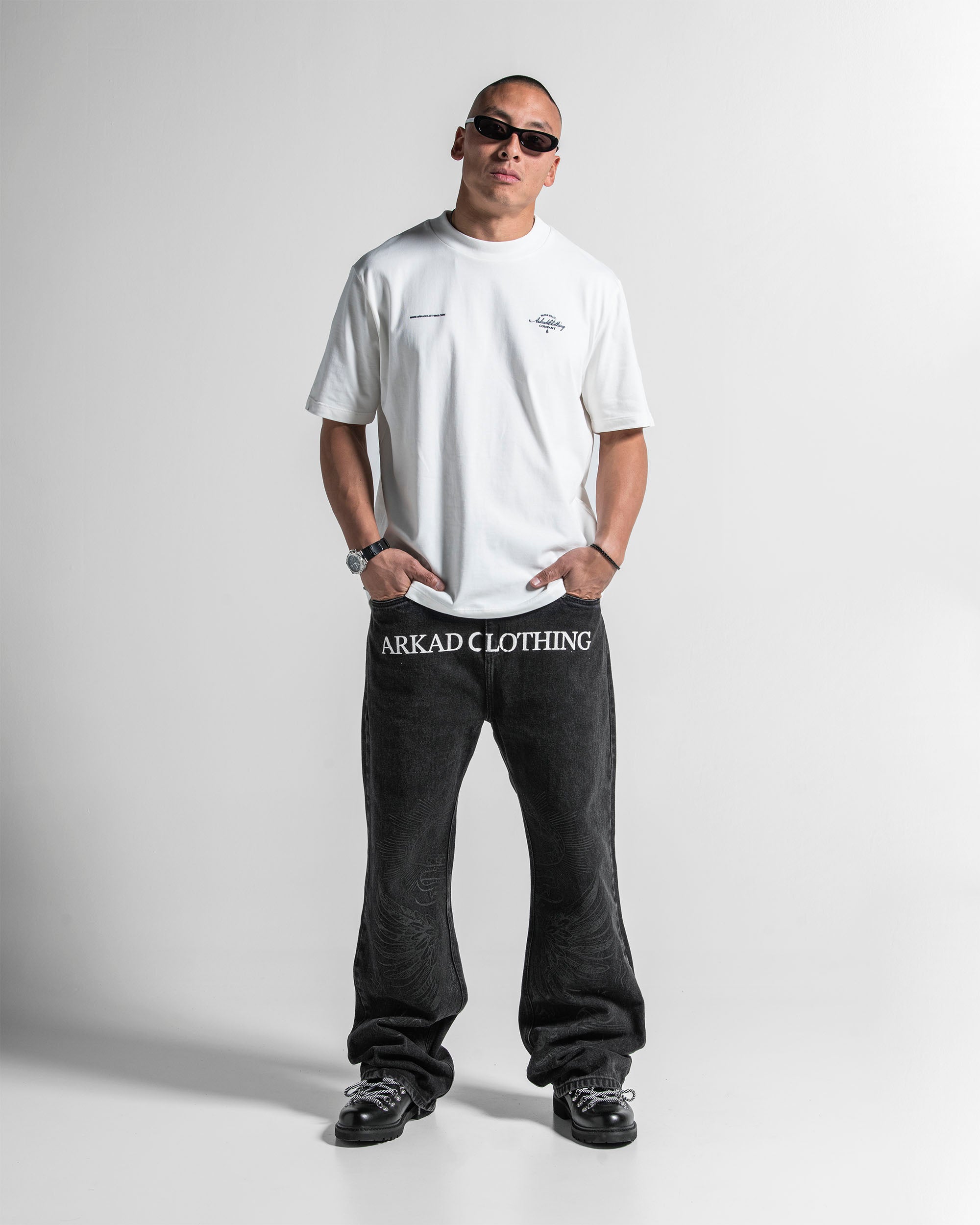 Tshirt Regular Fit Blanca Print Azul