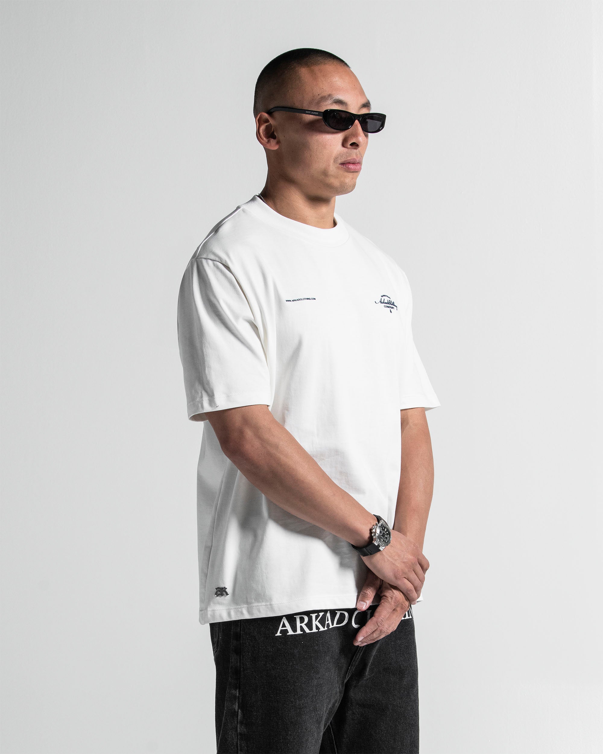 Tshirt Regular Fit Blanca Print Azul