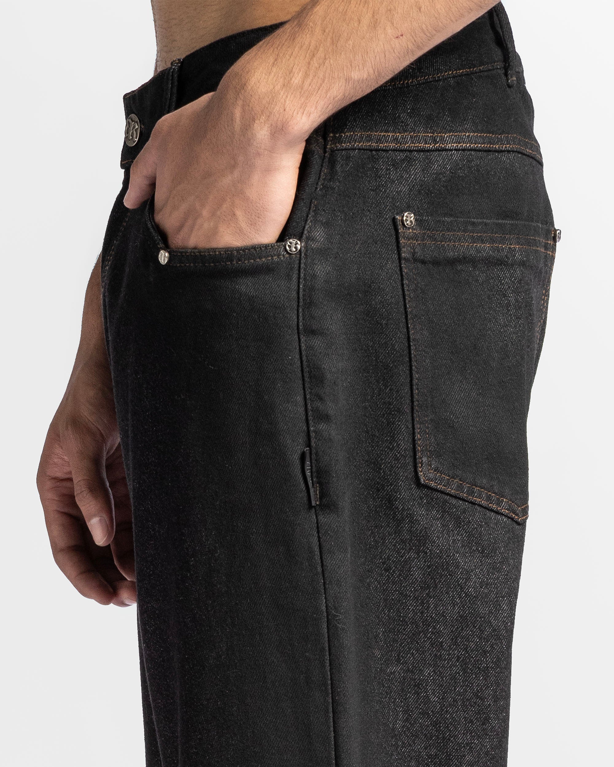 Denim Pant Negro Hilos En Contraste