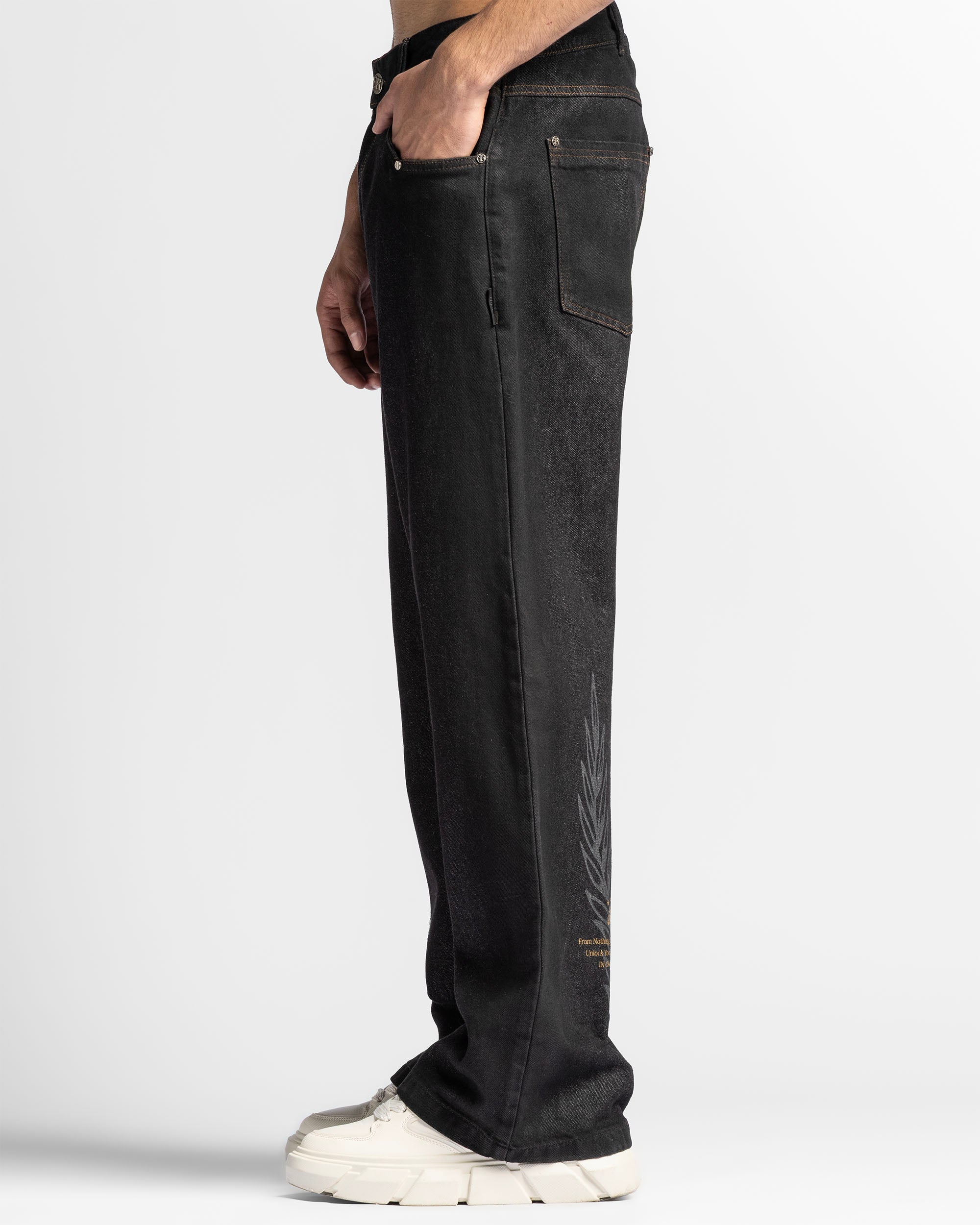 Denim Pant Negro Hilos En Contraste