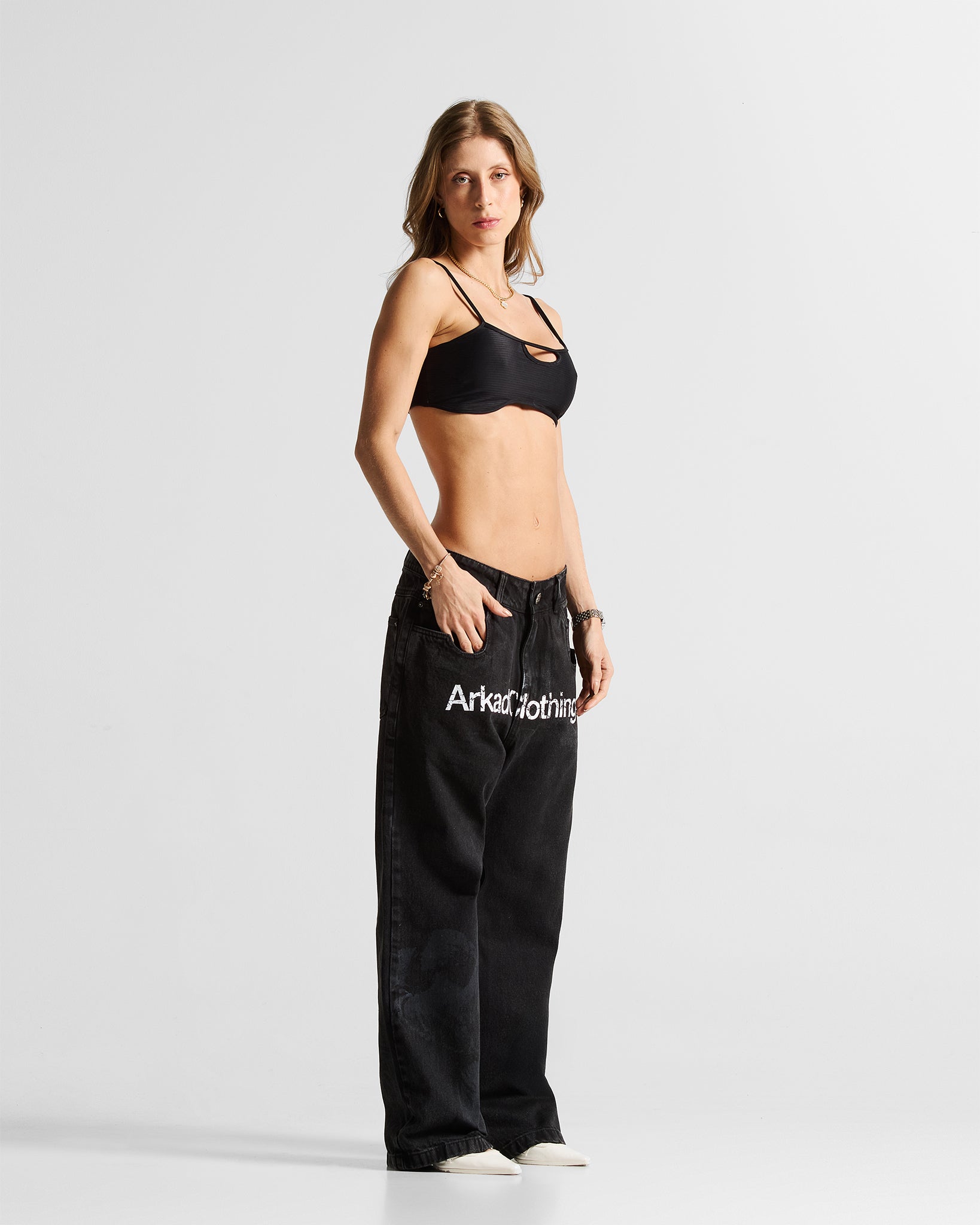 Printed Jean Negro Arkad Clothing Angeles - Unisex