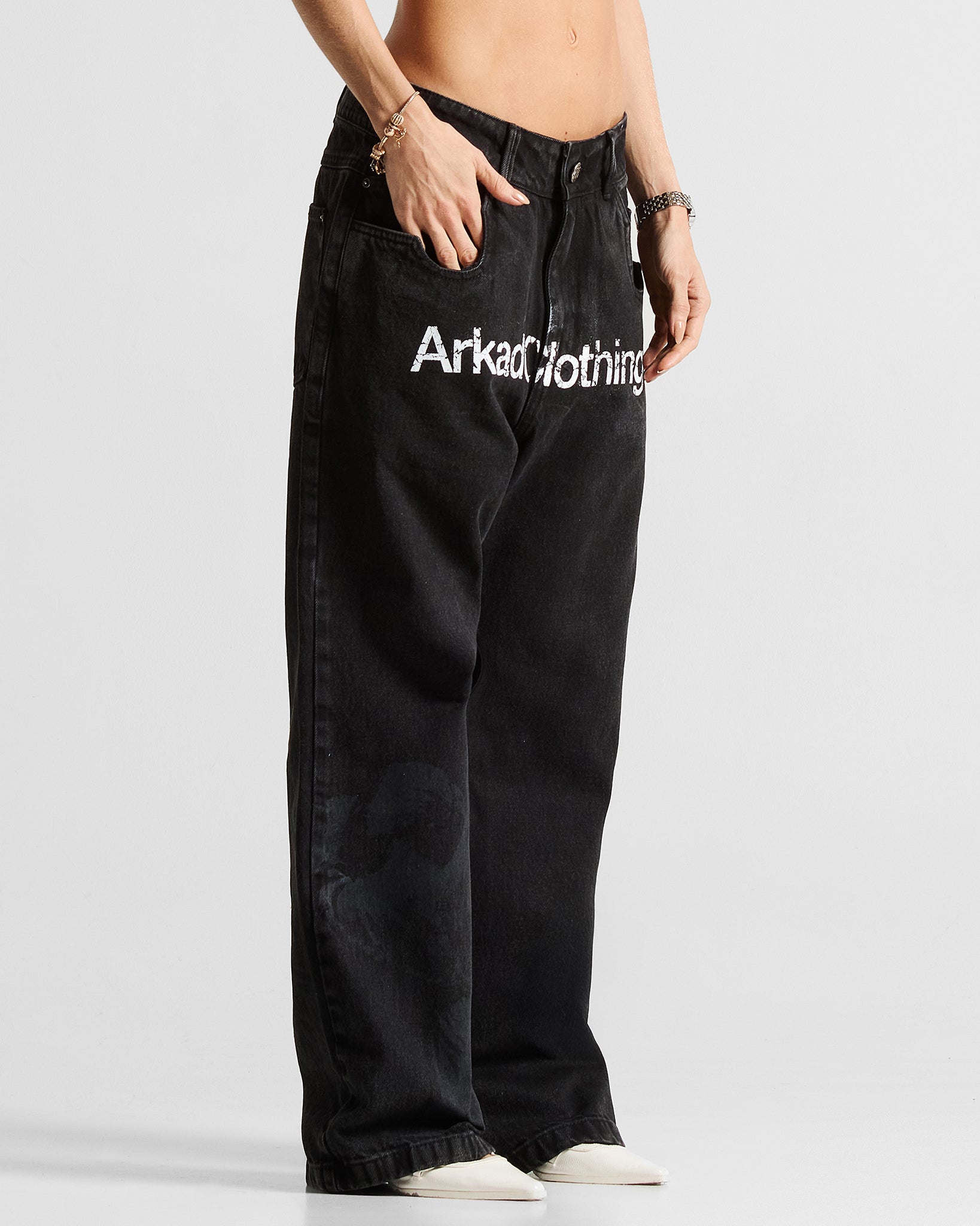 Printed Jean Negro Arkad Clothing Angeles - Unisex