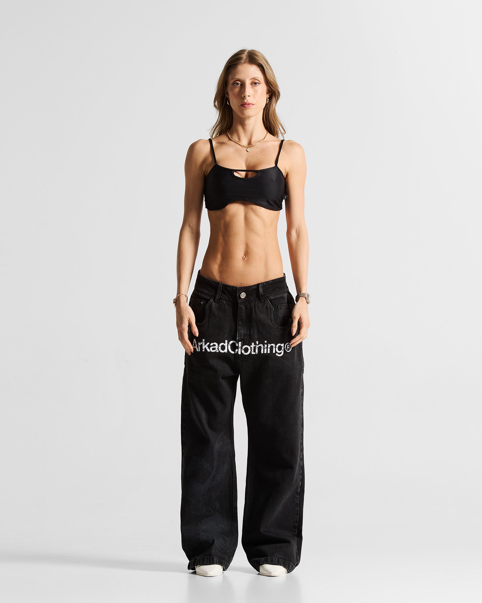 Printed Jean Negro Arkad Clothing Angeles - Unisex