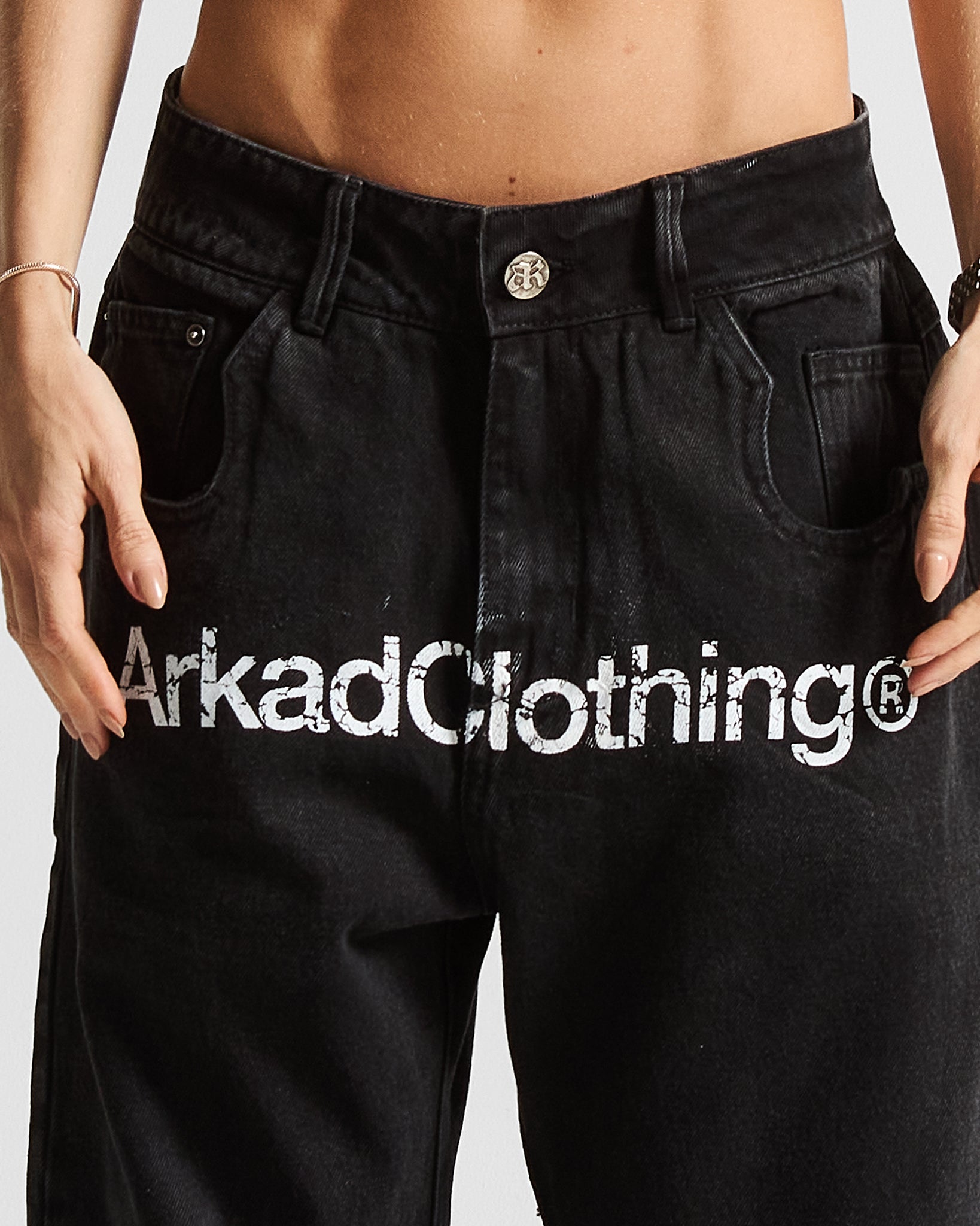 Printed Jean Negro Arkad Clothing Angeles - Unisex