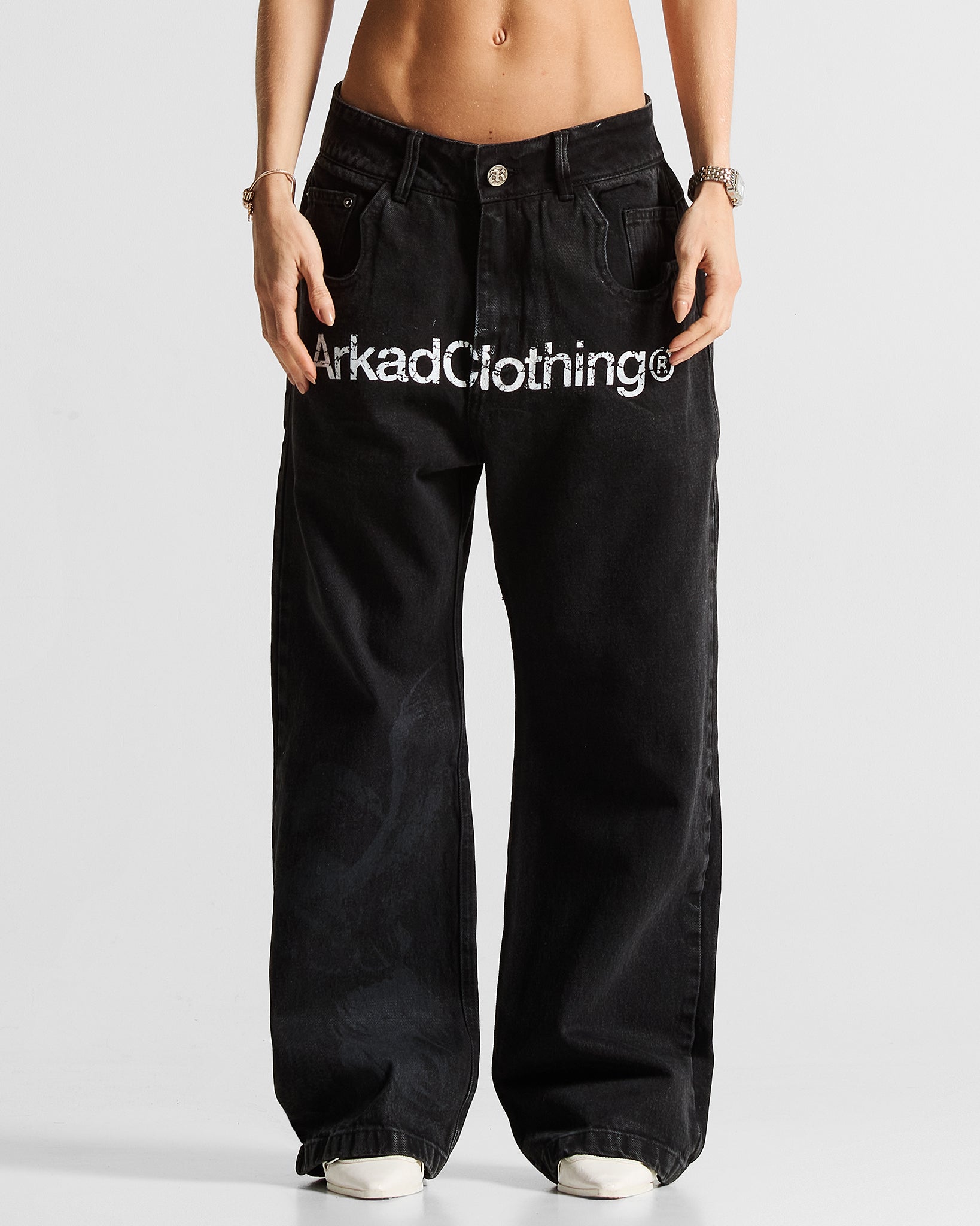 Printed Jean Negro Arkad Clothing Angeles - Unisex