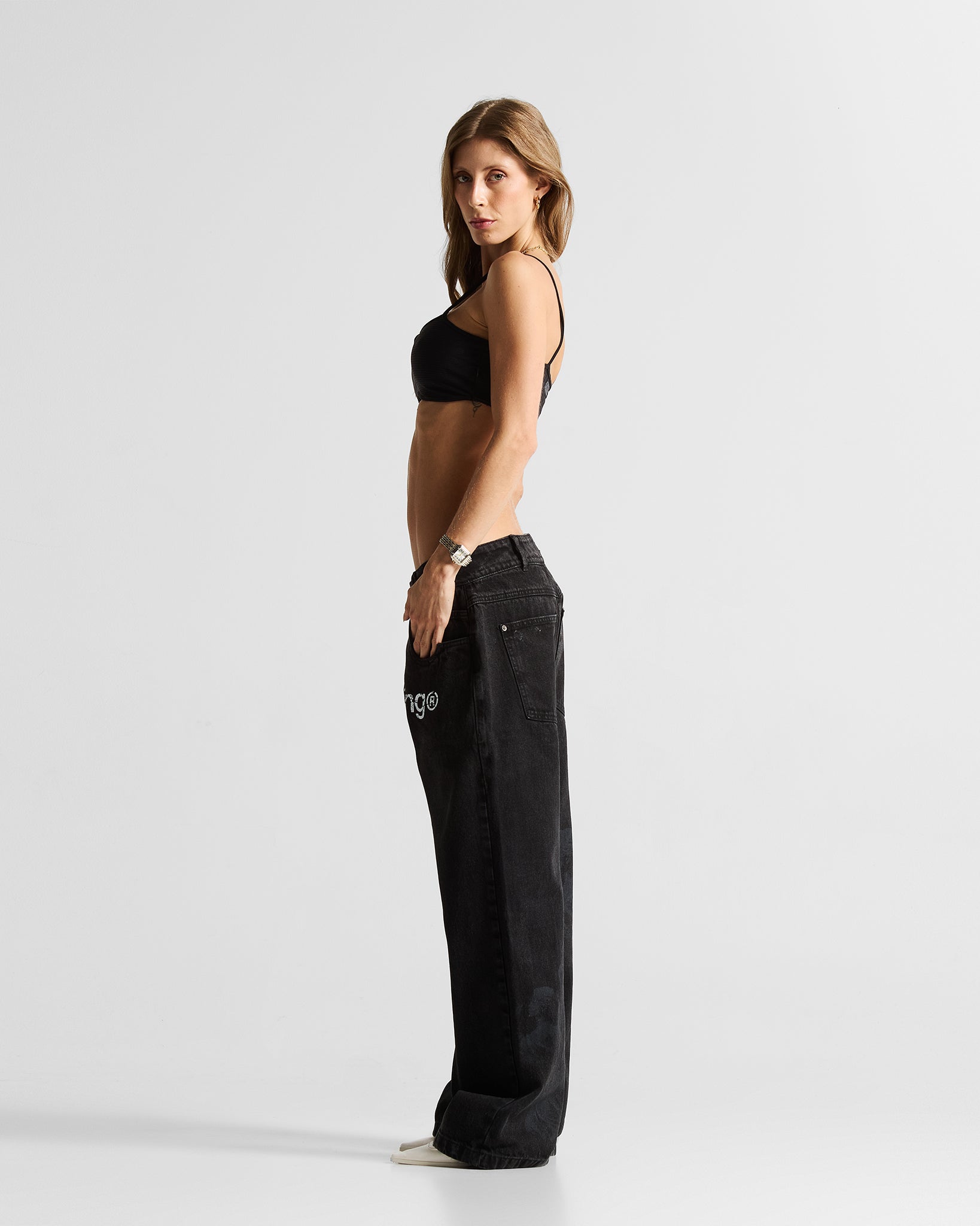 Printed Jean Negro Arkad Clothing Angeles - Unisex