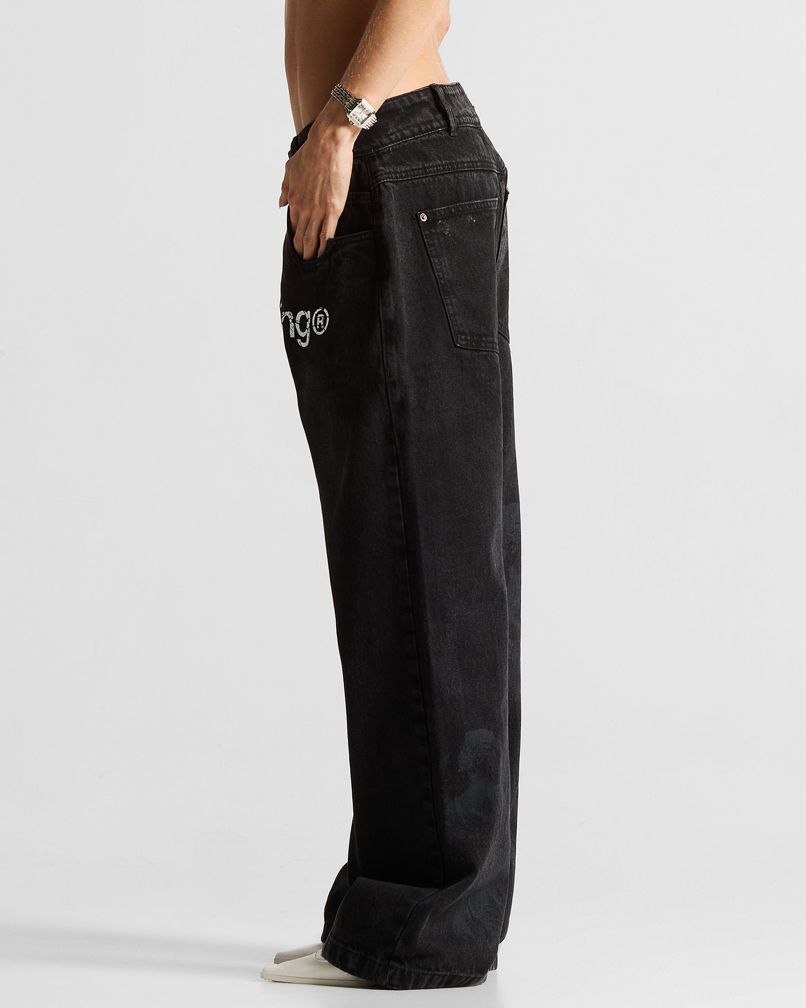 Printed Jean Negro Arkad Clothing Angeles - Unisex