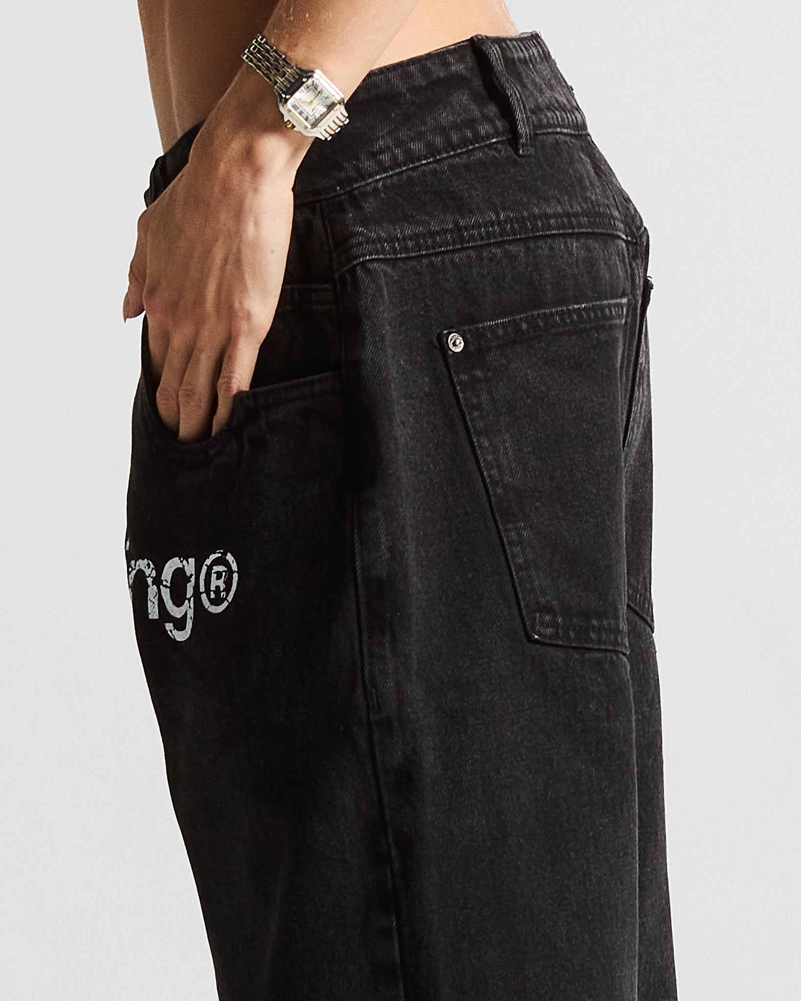 Printed Jean Negro Arkad Clothing Angeles - Unisex
