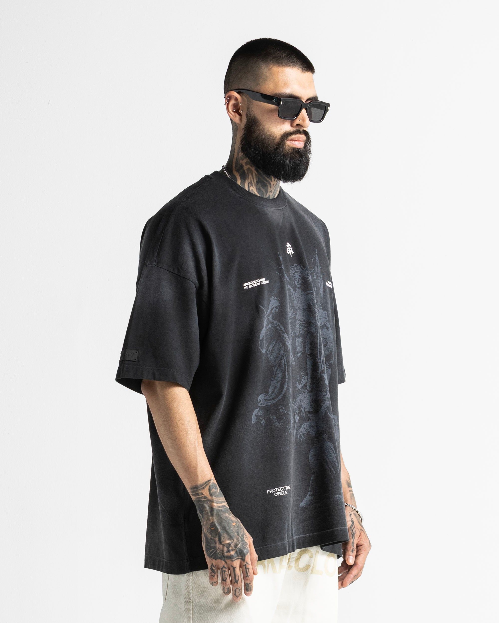 Washed Tshirt Negra Arkad Clo
