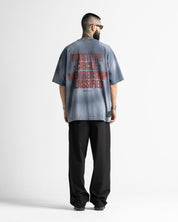 Washed Tshirt Blue Print Red