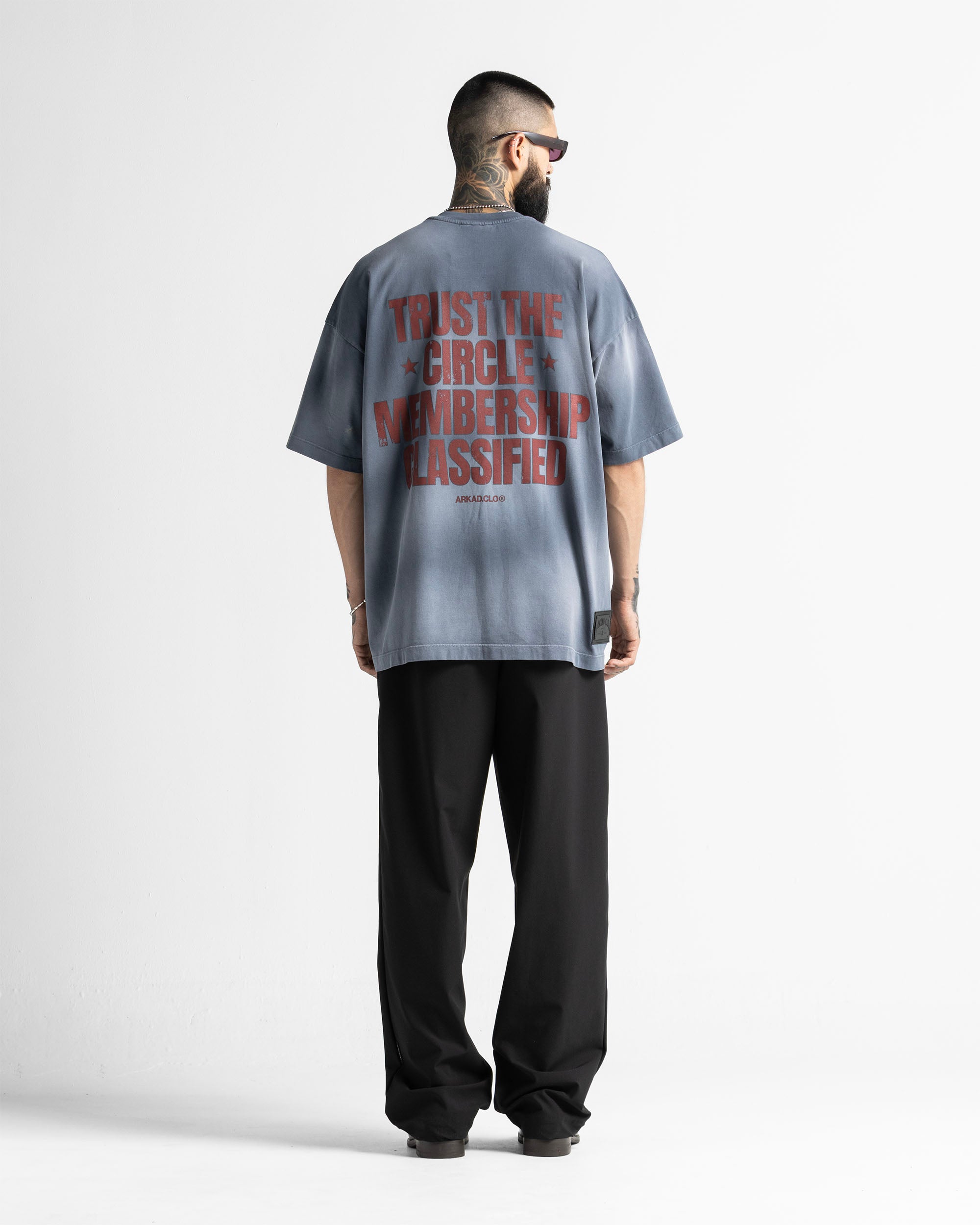 Washed Tshirt Blue Print Red
