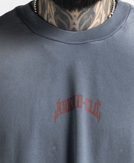 Washed Tshirt Blue Print Red