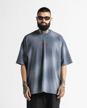 Washed Tshirt Blue Print Red